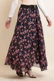 Raabta pink Georgette flower print skirt, women's fashion skirt with beal floral design