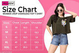 Black oversized crop top with half sleeve design and printed rabbit graphic