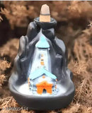 Polyresin Adi Shankara Kedarnath Mini Temple, handcrafted incense holder with 101 free smoke cones, Indian origin