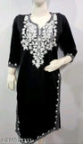 Black wool long-sleeved embroidered tunic
