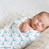 Blue whale print 100% cotton muslin swaddle wrap for newborn baby.