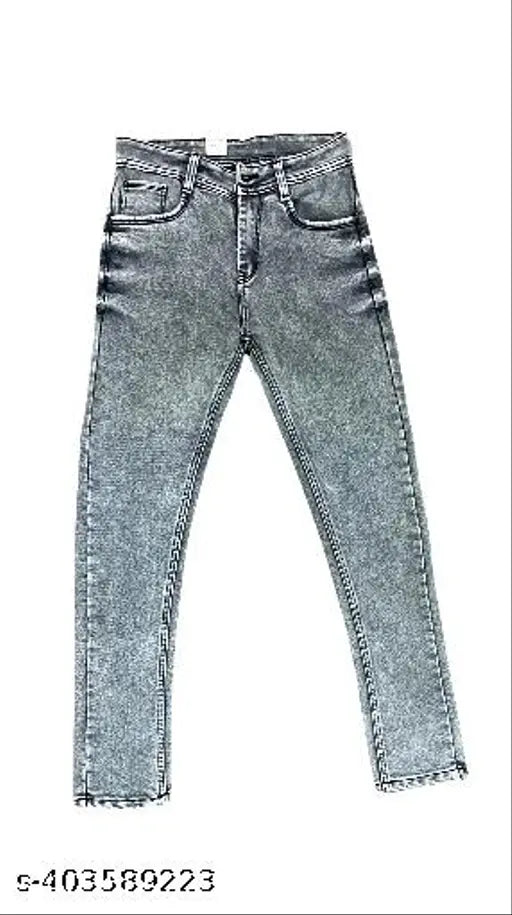 Grey denim jeans men's slim fit
