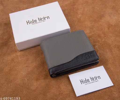 Hide Horn leather bi-fold mens wallet, RFID protected, solid net, cash card design, daily use, 4 slots, gift packaged, made in India