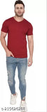 Cotton blend v-neck men's t-shirt, solid design, short sleeves [size S-L], made in India