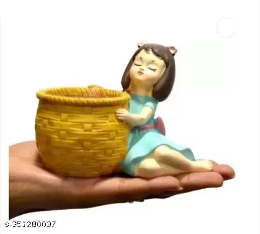Resin Basket Girl Succulent Planter by MORATER, colorful & trendy resin pot for home decor or gifts
