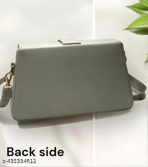 Gray women's crossbody sling bag, chic design, goldtone hardware
