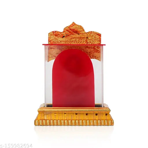 Gold-plated acrylic Shree Ram Darbar car dashboard showpiece, Indian religious idol decor for home or office
