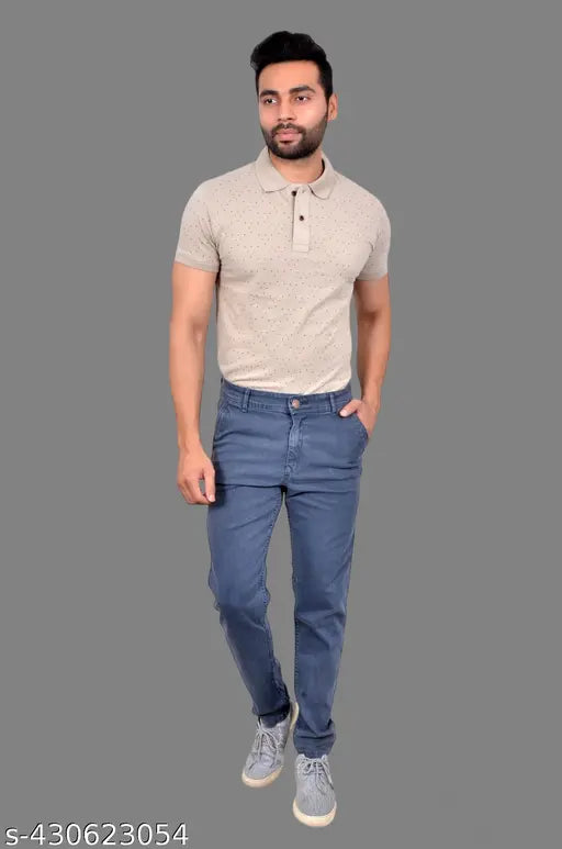 Blue denim casual men's jeans