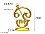 Metal Om with Vel Indian god idol, intricately detailed religious statue, measures 7cm x 5cm