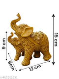 Yellow resin elephant statues (2-pack): Charming home decor for living room or bedroom, great gift idea for birthdays, weddings, anniversaries, or special occasions
