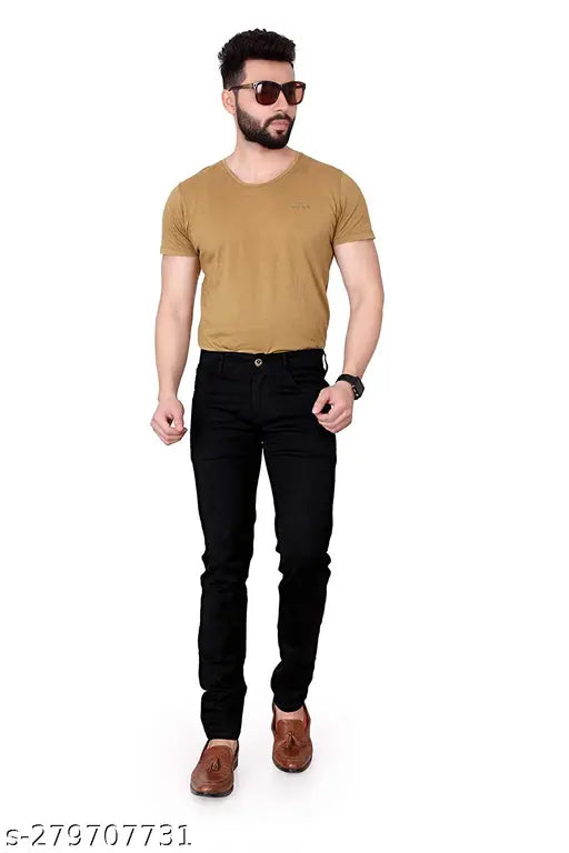 Comfortable black denim jeans for men by MARKVIEW - slim fit, size 26, 32, 30, or 28