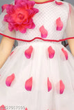 Pink chiffon dress with flower embellishments