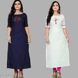 Cotton blend, diamond-work kurti by Fentikcom. Sustainable Indian-made summer fashion in S-XXXL sizes