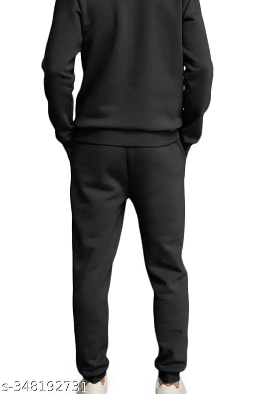 Black cotton round neck tracksuit from Shivi Brand Store, premium quality for men and boys, available in various sizes (XS - XXL)