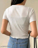 Cotton blend rib-knit tee in self-design net, perfect for women's summer wardrobe