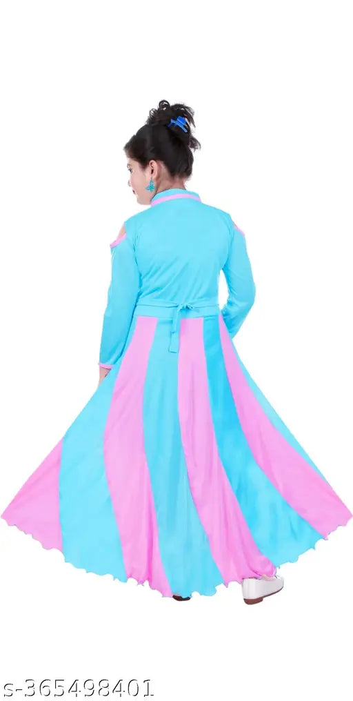 Cotton blend long sleeve dresses for kids aged 2-8 years old, featuring Groun brand clothing from India