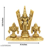 Brass Shreeyaash Shankh Chakra tilak showpiece, intricate decor item (Height 9 cm, 320 gm)