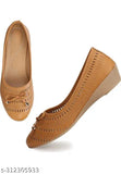 Brown synthetic leather women's slip-on ballerinas (Super Fancy) for larger sizes (IND-3 to IND-9) from India