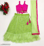 Fully stitched net lehenga-choli & dupatta set, Indian traditional attire for girls aged 6 months to 10 years