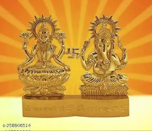 Metal PAYSTORE Combo PACK Ganesha Laxmi Idol with 35 Mantra Machine, India-made devotional items for home use