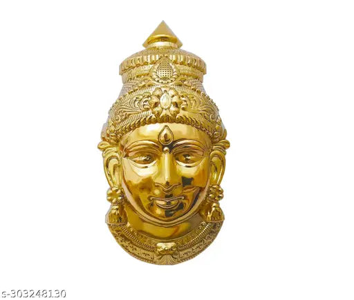 Gold-plated brass Lakshmi God Idol (6.5cm x 1.5cm x 1.5cm), traditional Indian religious icon for Varalakshmi and Mahalakshmi Vrata Puja