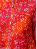 Orange and red bandhani print anarkali kurta