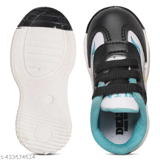 Black and blue casual shoe with mesh appliqué, designed for a boy