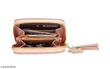 Cloth wallet with multiple pockets and compartments, possibly for both men's and ladies' personal items. Multiple card slots, zip closure, colorful design, and small pocket for change or keys