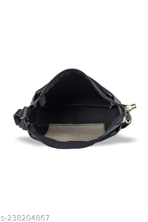 Gloossy women's sling bag, black, with adjustable strap