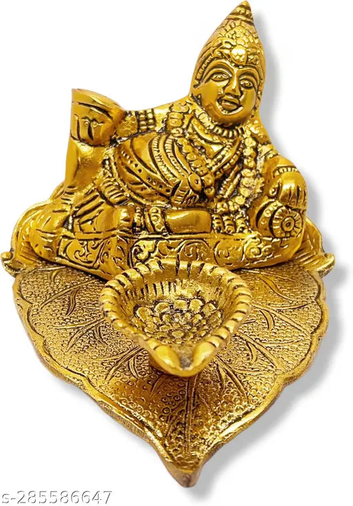 Metal Kubera Deepam temple decor, Indian god idol for pooja article