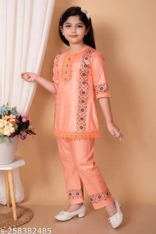 Sky Blue Girls Cotton Printed Kurta & Palazzo Set, 6-12 Months, festive party wear for kids