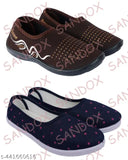 Textured canvas bellie loafers (pack of 2), latest design by Aedee for Indian women's fashion