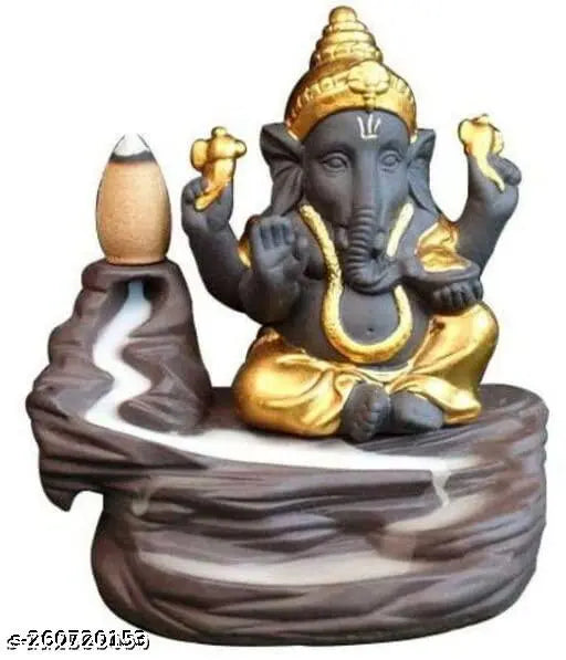 Gold-toned Adiyogi Poly Resin Decor Showpiece, with 20 free smoke backflow fragrance cones