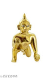Brass Krishna idol "Laddu Gopal Thakur Ji Kanha Ji (Number 2)" for spiritual enhancement and decorative purposes, multicolored wearing and Pagdi included, country of origin: India