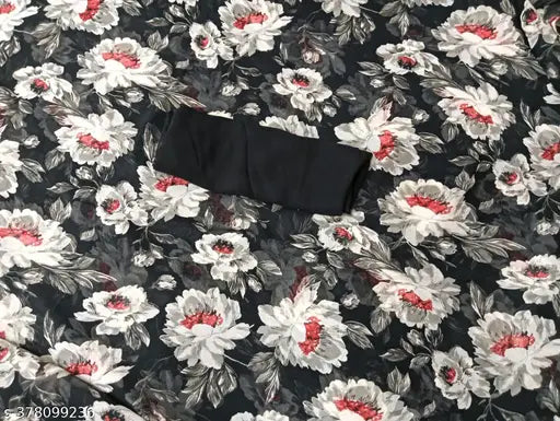 Black flowered soft saree, lightweight daily wear sari