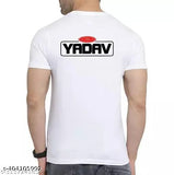 White, polyester Vinyayak Mens Yadav half-sleeved printed t-shirt from India