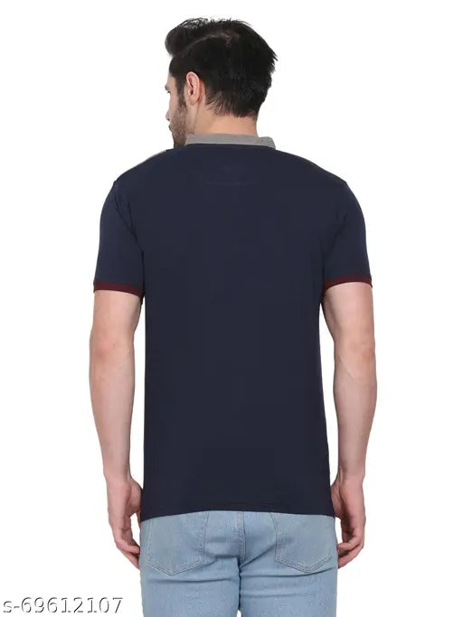 Cotton Camey Men's Polo printed t-shirt, pocket & side slits, trendy Indian fashion