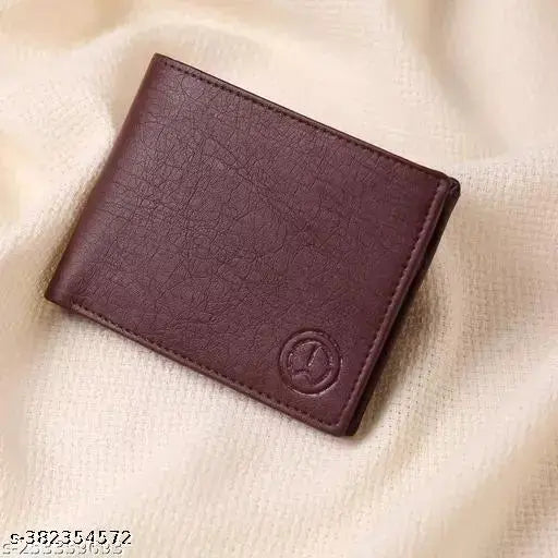 Stylish faux leather/leatherette modern mens wallet, 2 compartments, textured net design. Premium leather bi-fold wallet, free size (10cm x 5cm), originates from India