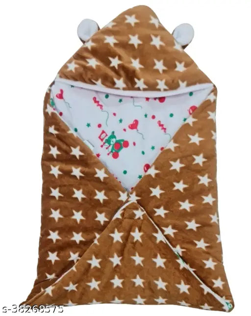 Fleece newborn combo pack: 2 Polka net AC blankets & star wrappers for boys and girls, ideal for AC rooms