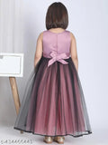 Toy balloon girls party dress, black floral print, full length, girls
