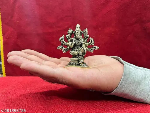 Brass Varahi Amman Idol Small, intricately detailed with super fine finish, 8cm tall, Indian origin