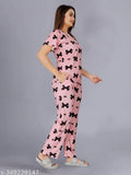 Women's polycotton printed net nightsuit combo, set includes top & bottom for comfortable sleepwear