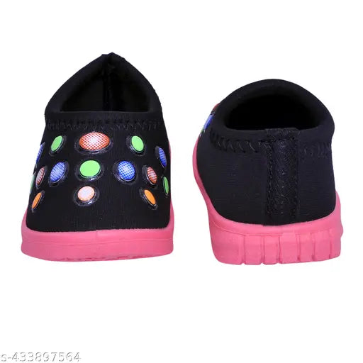Pink and black neoprene baby casual shoes