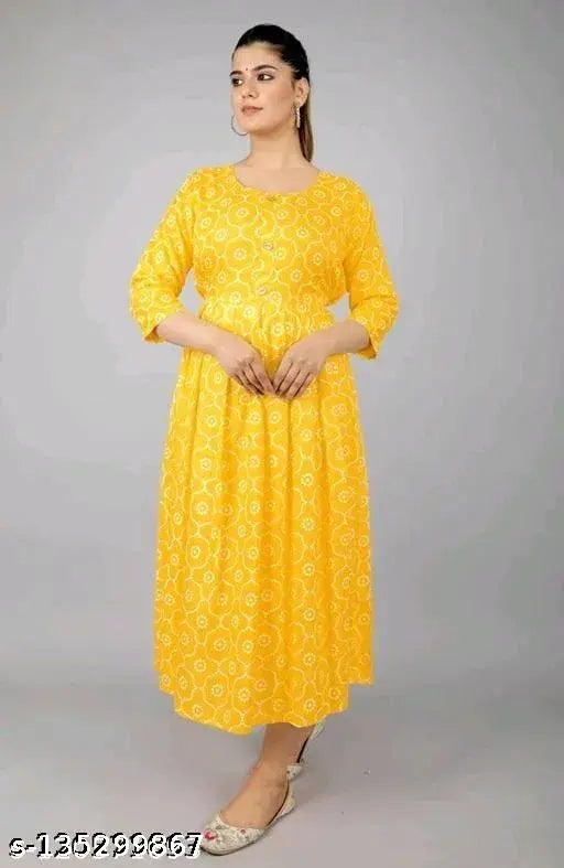 Rayon printed kurti for women, three-quarter sleeves, Indian origin