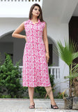 Pink rayon sleeveless kurti, Kt Aline A-Line design, trendy multicolor party wear