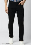 Black denim men's slim fit jeans, durable and comfortable for everyday wear