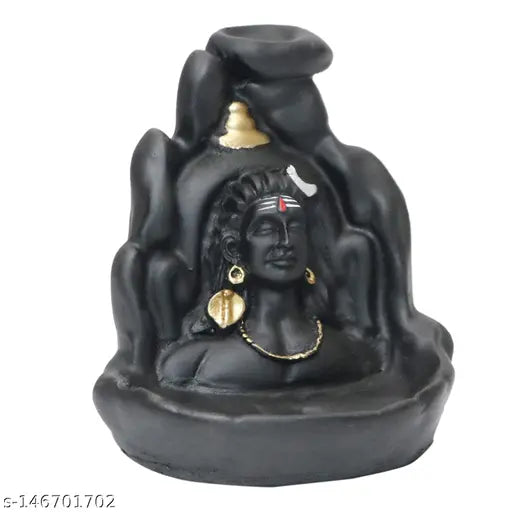 Poly resin Shiv statue, Dopin Maha Dev Shiva Idols (Smoke), with 20 cones for pooja and home decor