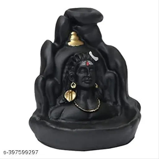 Poly Resin Adi Shankara Lord Adiyogi Mahadev Backflow Incense Holder with 21 Free Fragrance Cones, decorative showpiece