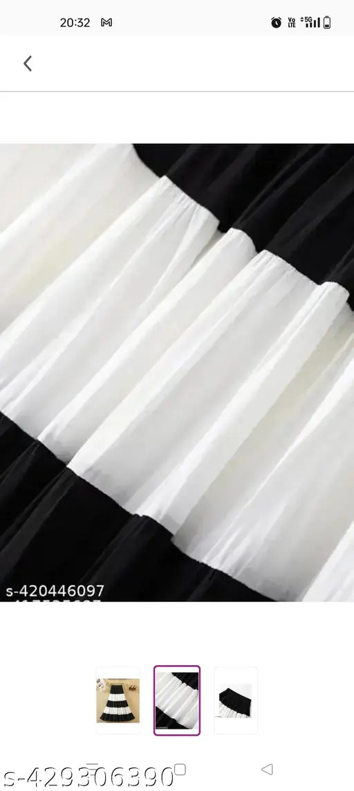 Black and white rayon skirt for women, solid pattern, sizes XS to XXL