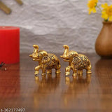 Metal elephant murti showpieces - handcrafted Indian decor, 2.5cm x 6cm x 8cm each